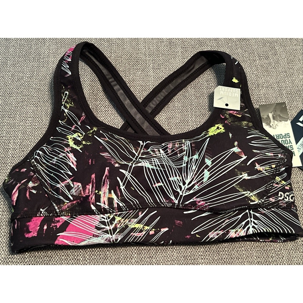 DSG Crossback Sports Bra Removable Cups Medium Support Women's‎ XS Hyper Tropic